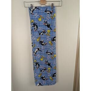 Vintage Flannel Looney Tunes Blanket 42x68" Blue Tweety Bird Sylvester Cat
